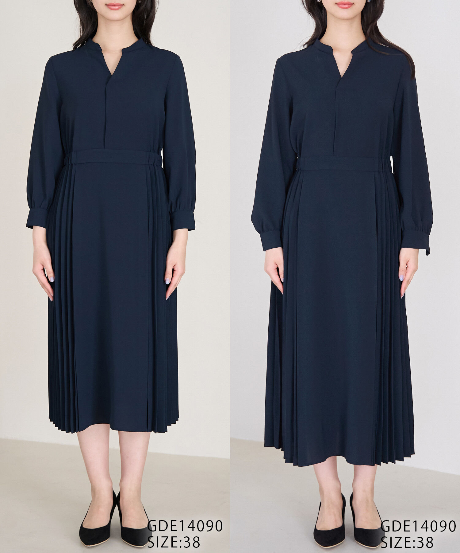 Rope&rsquo;Picnic「小柄さん向け/サイドプリーツキーネックワンピース」|ワンピース|