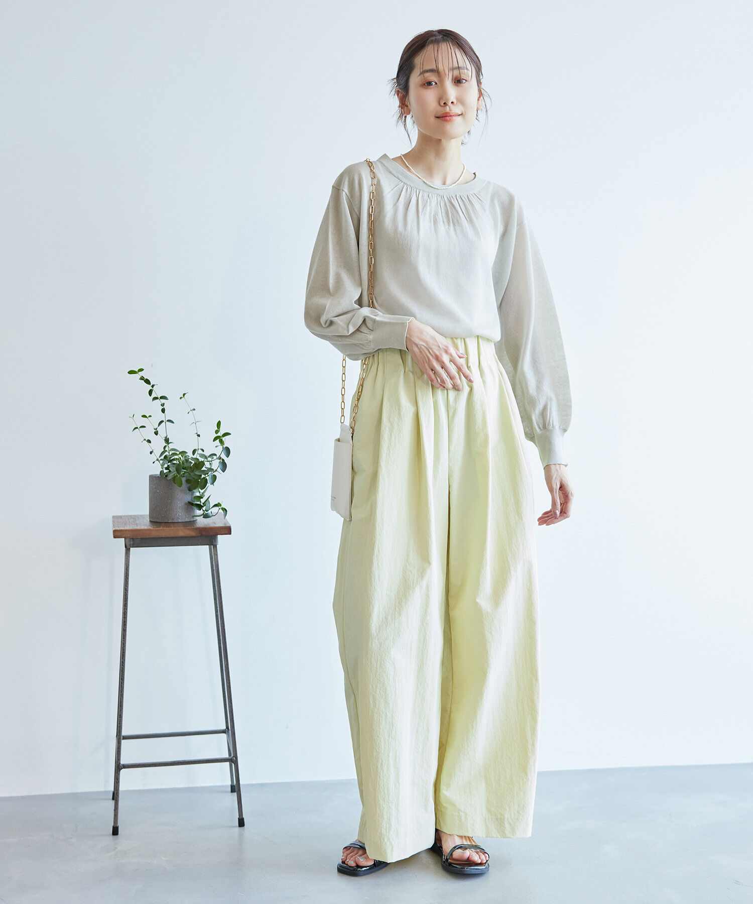 Rope&rsquo;Picnic「襟ギャザーシアーニットプルオーバー」|ニット・セーター|