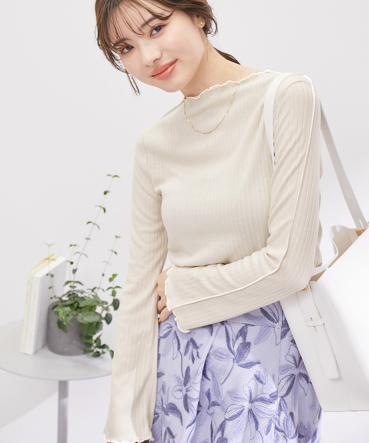 Rope&rsquo;Picnic「2WAY/リブメロウトップス」|Tシャツ・カットソー|ベージュ(27)