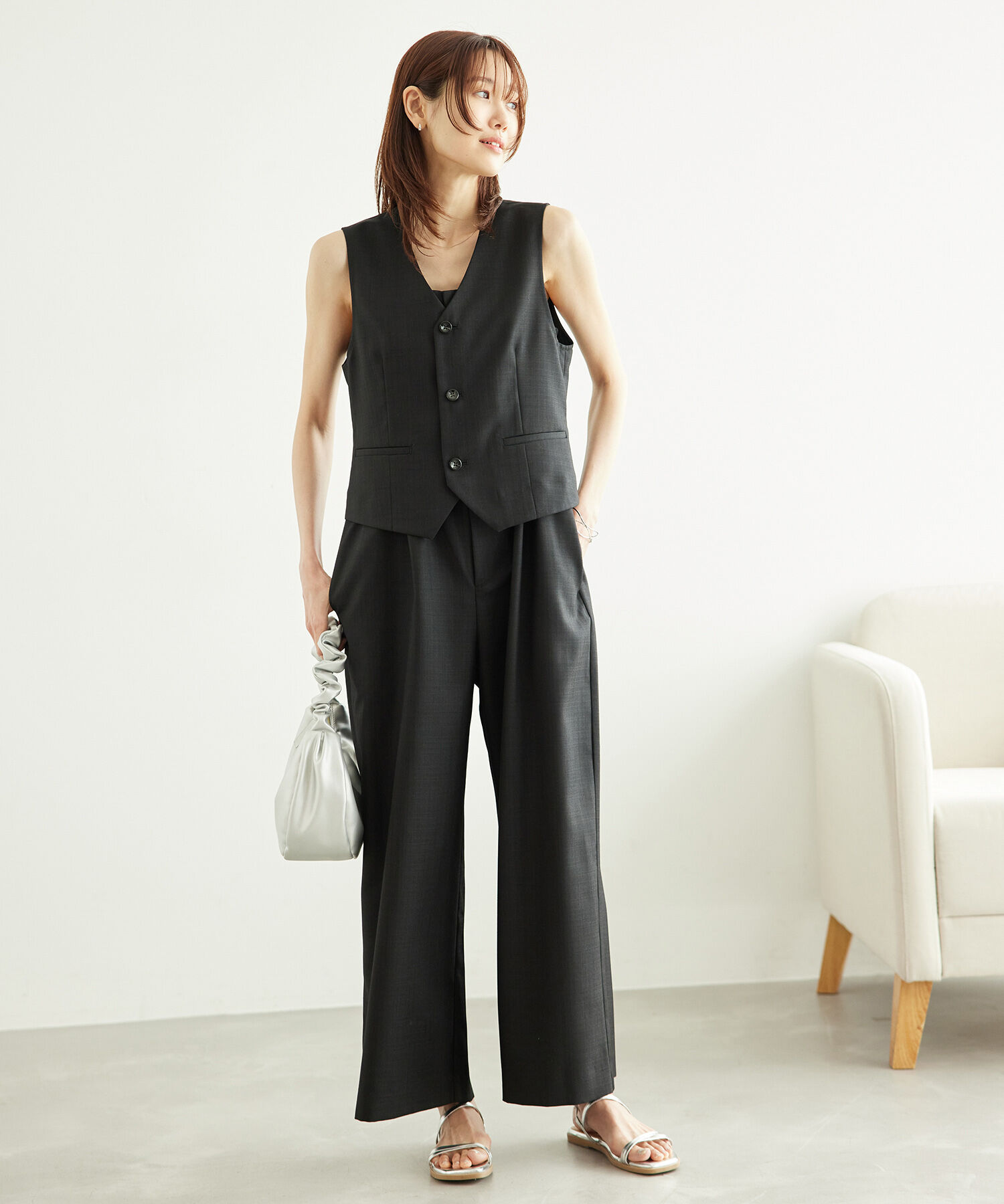 Rope&rsquo;Picnic「シャークスキンベアパンツ/セットアップ対応」|オールインワン|