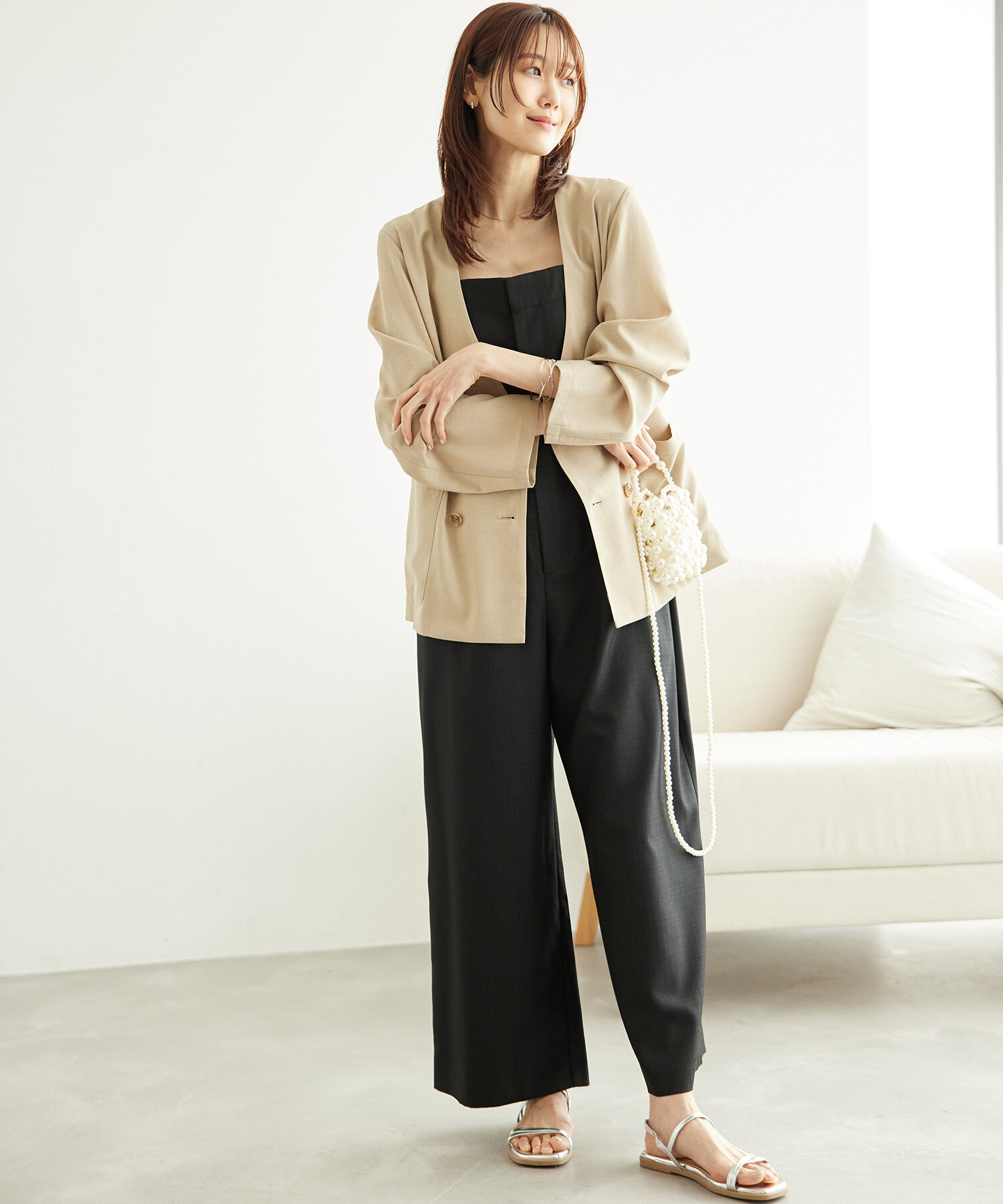 Rope&rsquo;Picnic「シャークスキンベアパンツ/セットアップ対応」|オールインワン|