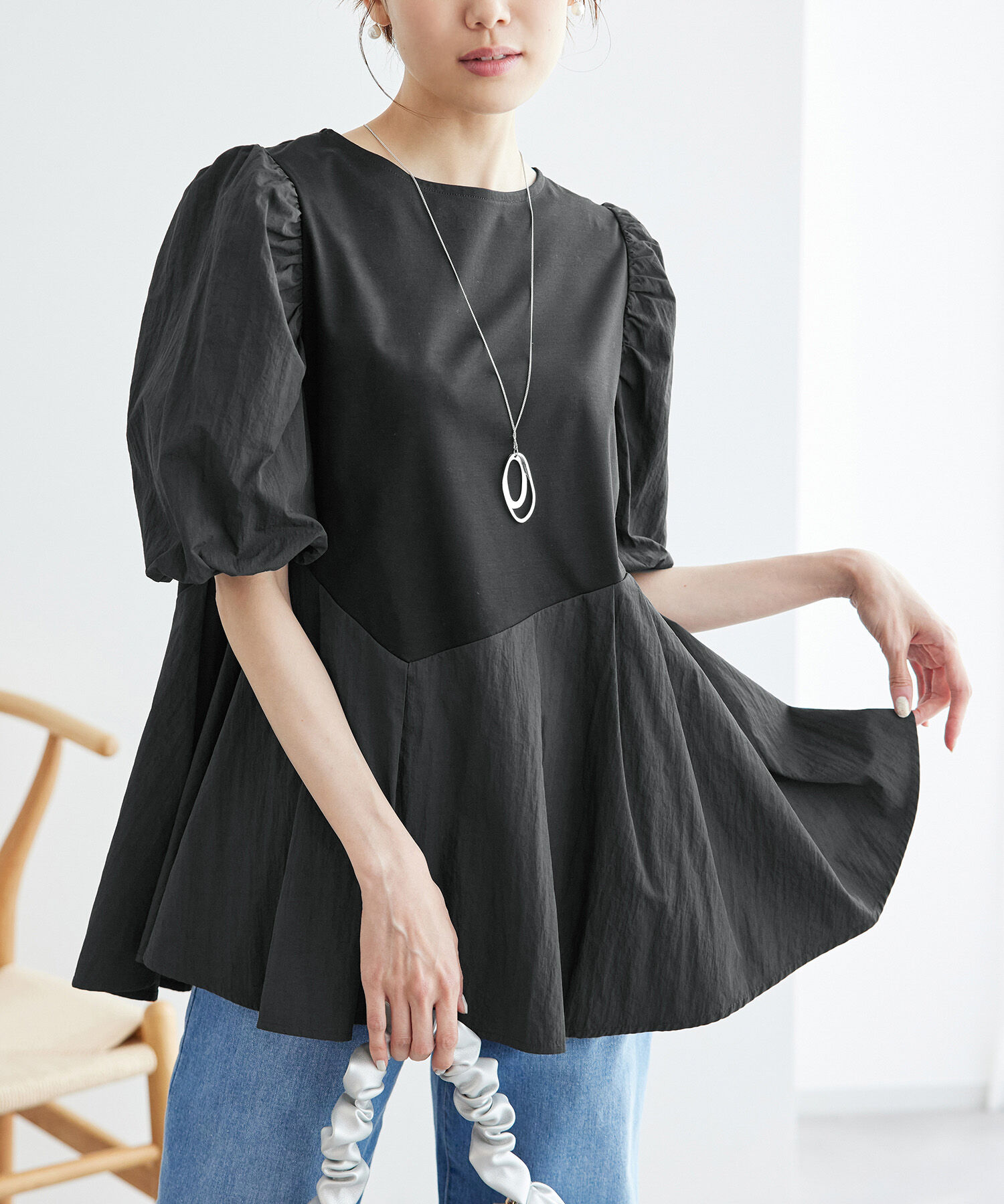 Rope&rsquo;Picnic「70シルケットペプラムトップス」|Tシャツ・カットソー|