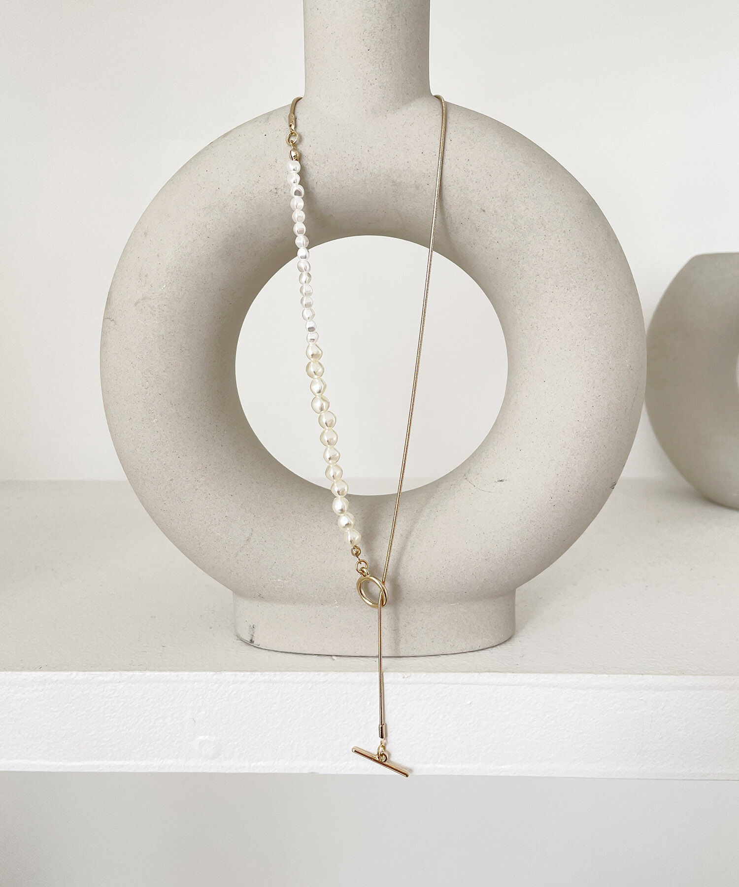 ROPE PICNIC PASSAGE「バロックパールラインＹ字ネックレス」|ネックレス|ゴールド(90)