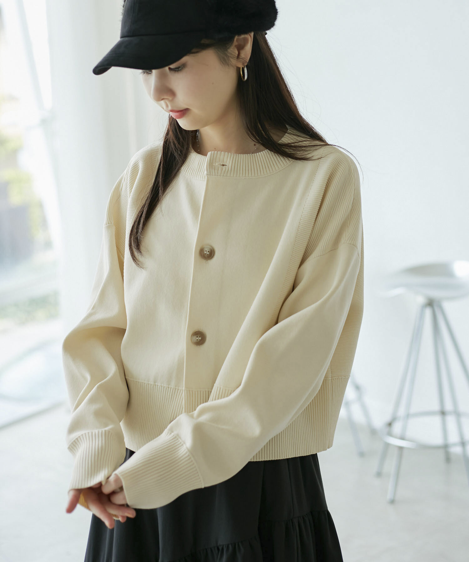 Rope&rsquo;Picnic「編み切り替えニットカーディガン」|カーディガン|