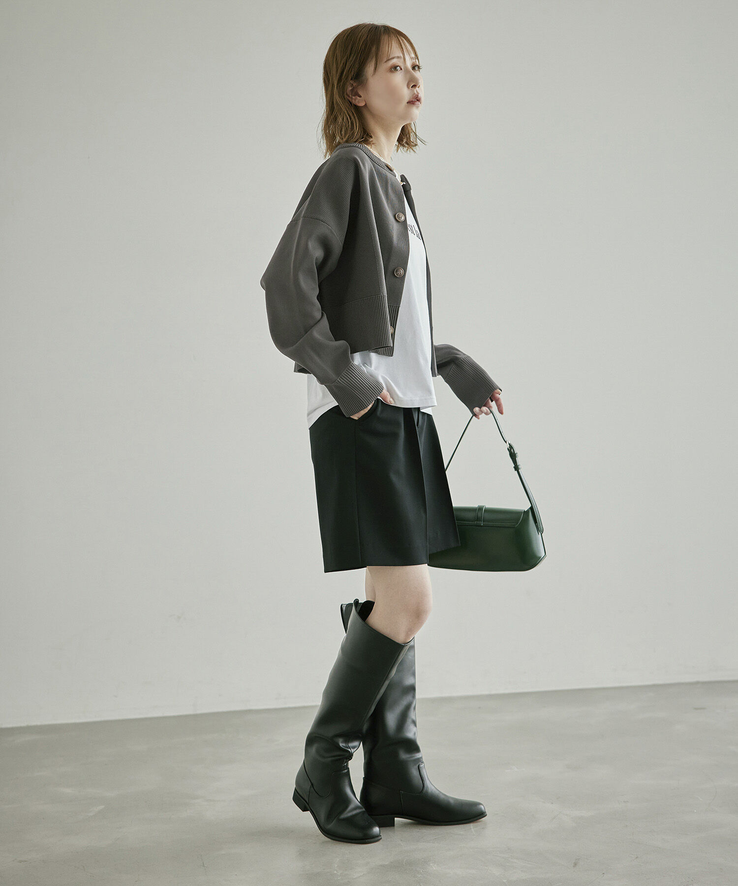 Rope&rsquo;Picnic「編み切り替えニットカーディガン」|カーディガン|