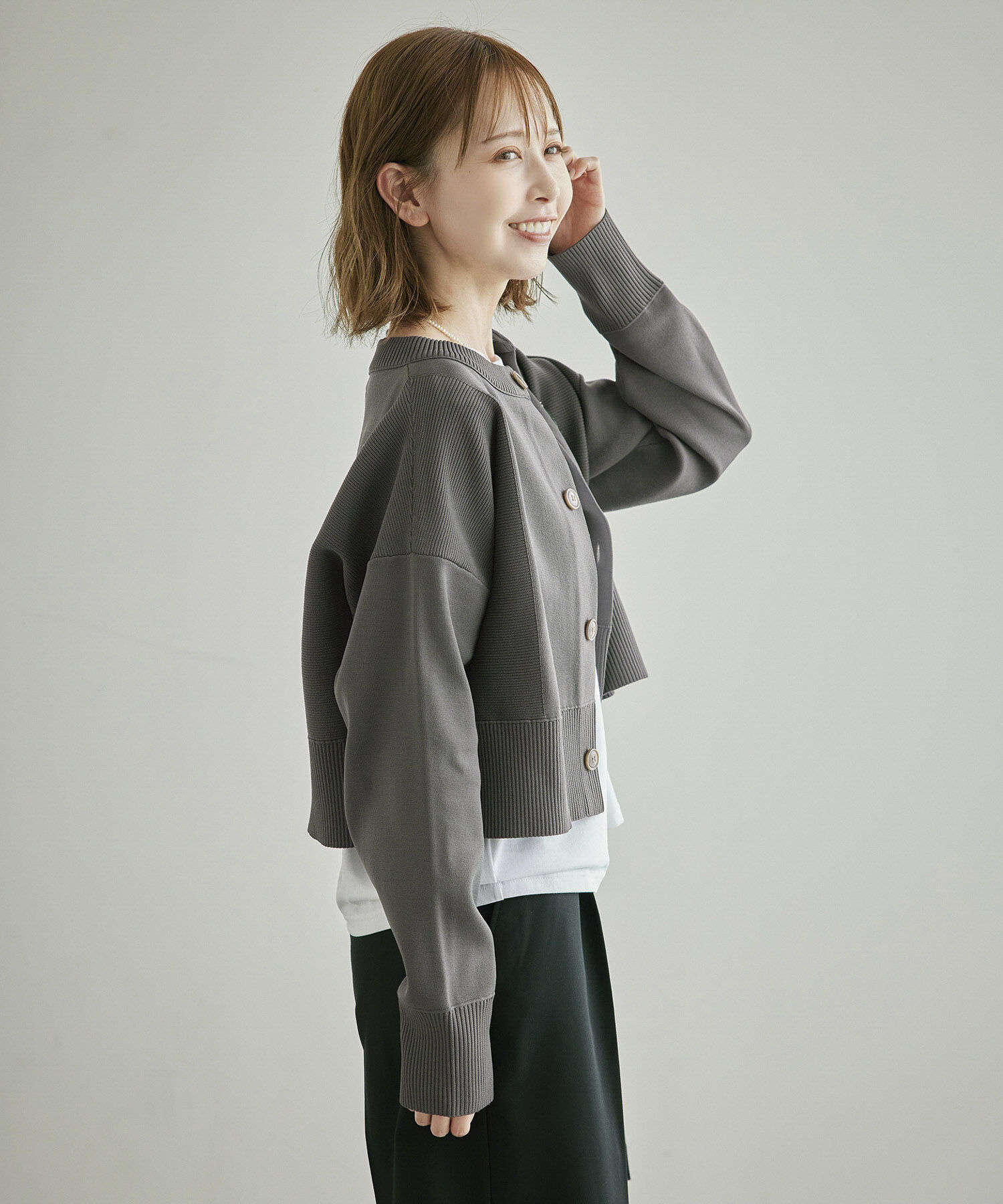 Rope&rsquo;Picnic「編み切り替えニットカーディガン」|カーディガン|