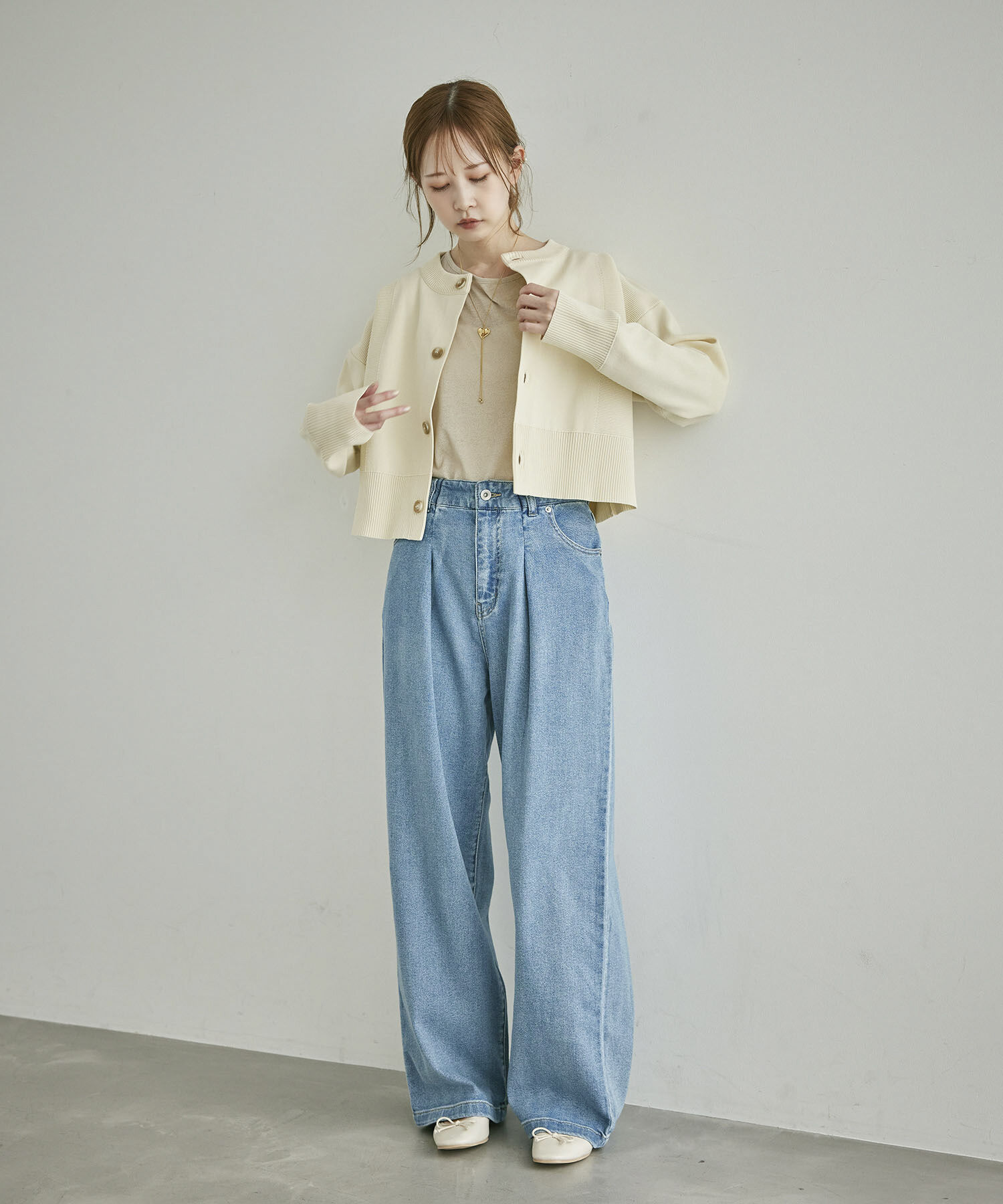 Rope&rsquo;Picnic「編み切り替えニットカーディガン」|カーディガン|