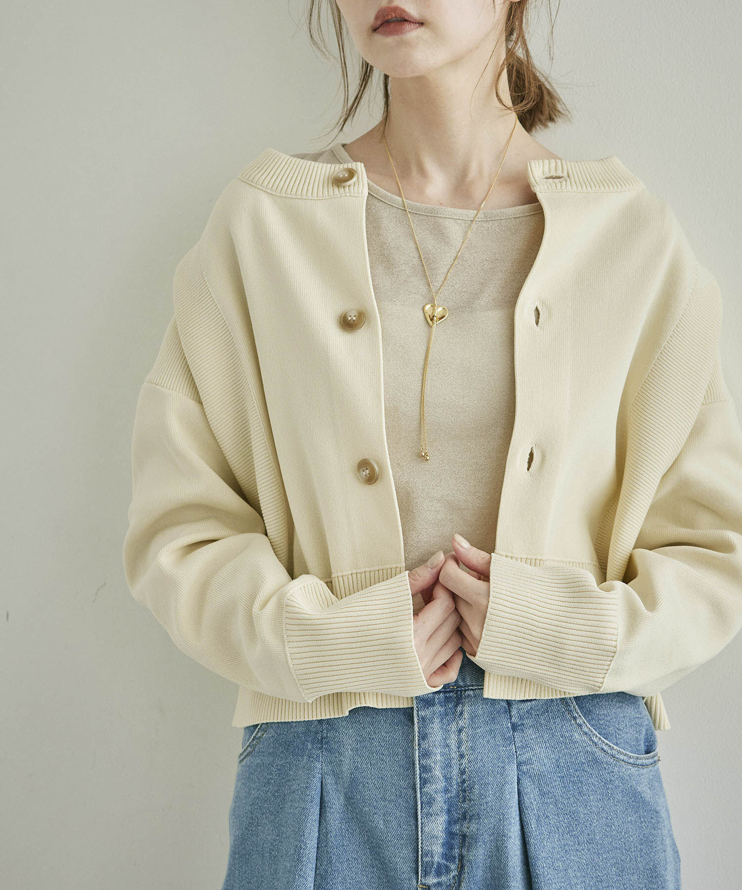 Rope&rsquo;Picnic「編み切り替えニットカーディガン」|カーディガン|