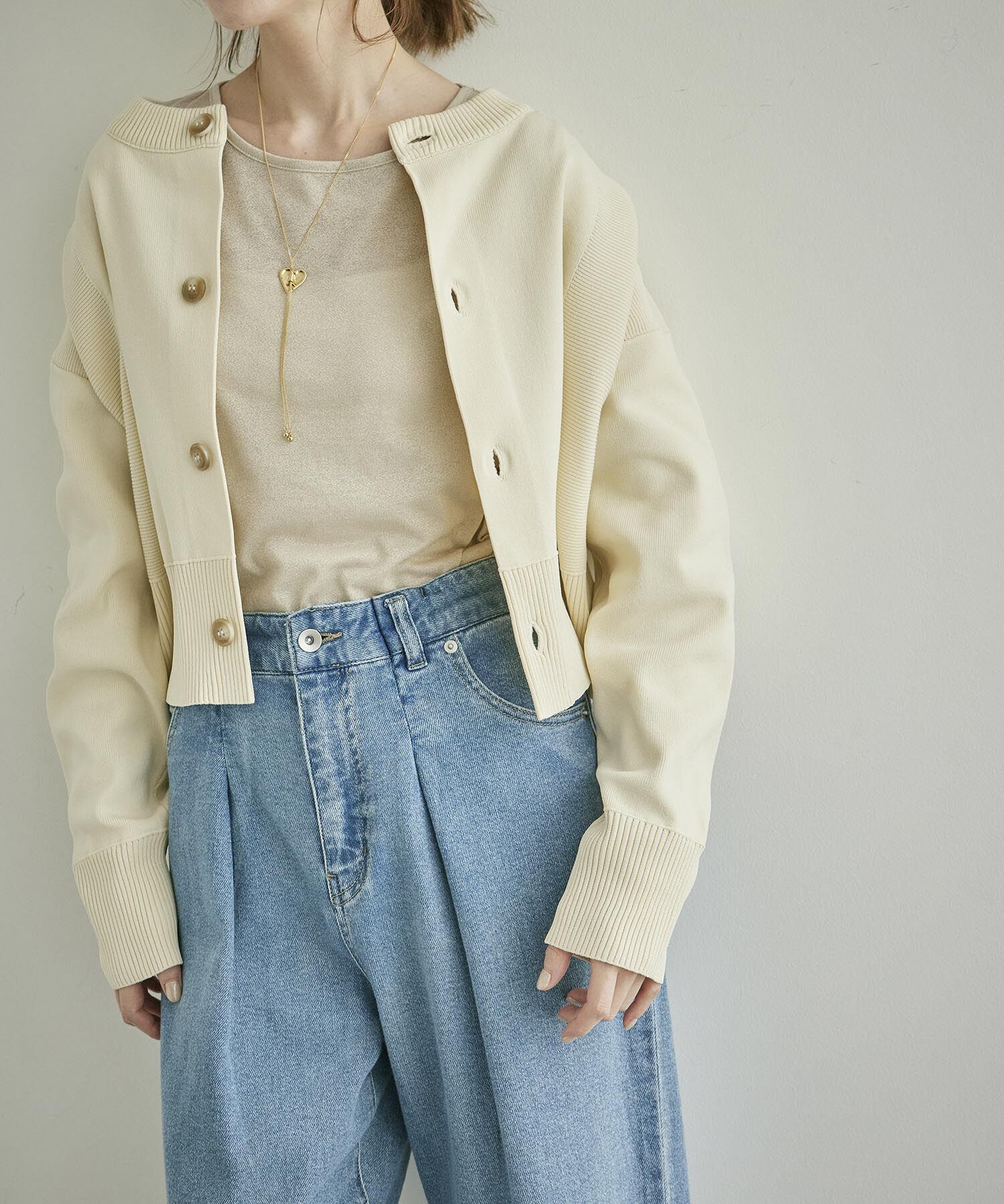 Rope&rsquo;Picnic「編み切り替えニットカーディガン」|カーディガン|