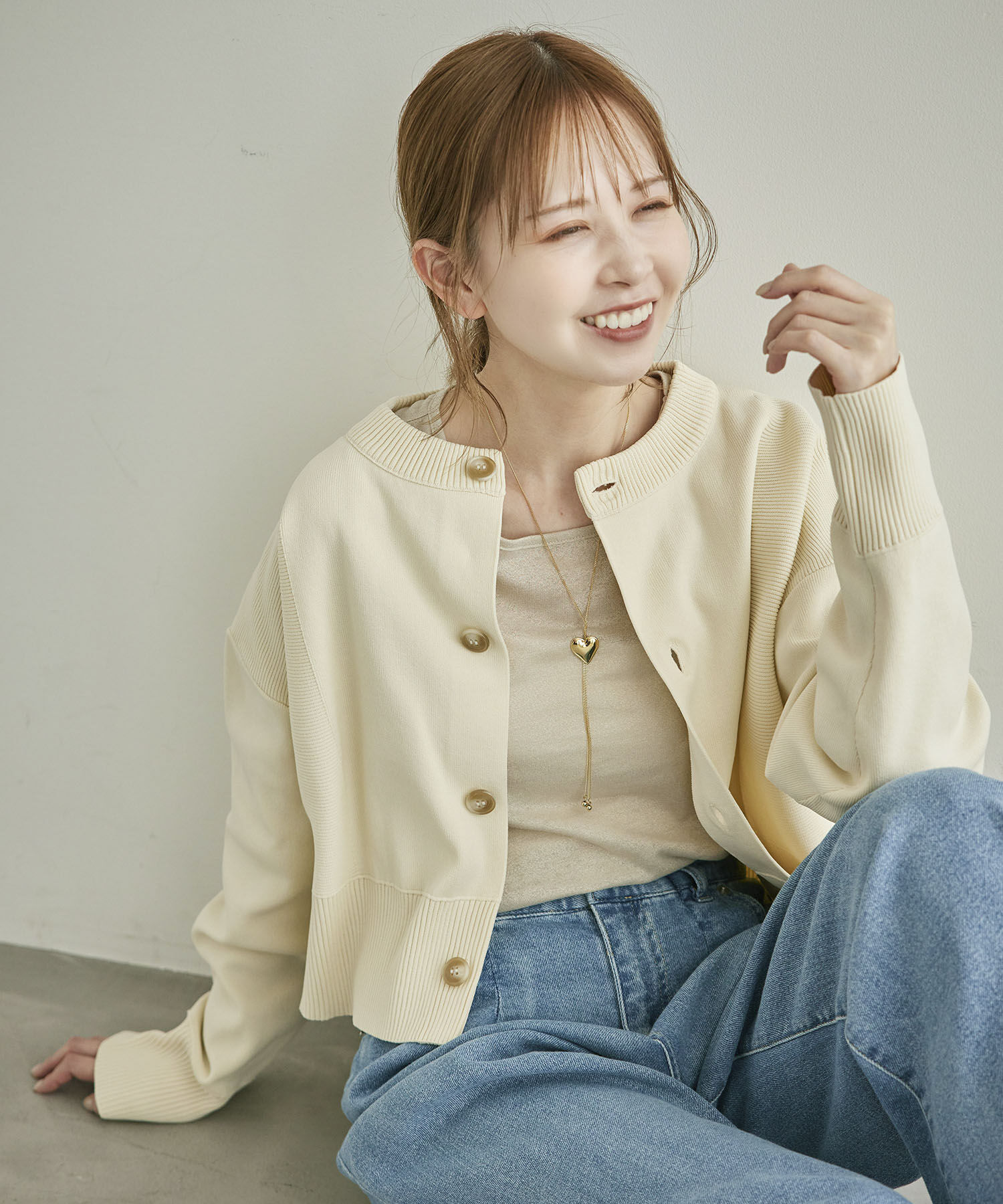 Rope&rsquo;Picnic「編み切り替えニットカーディガン」|カーディガン|