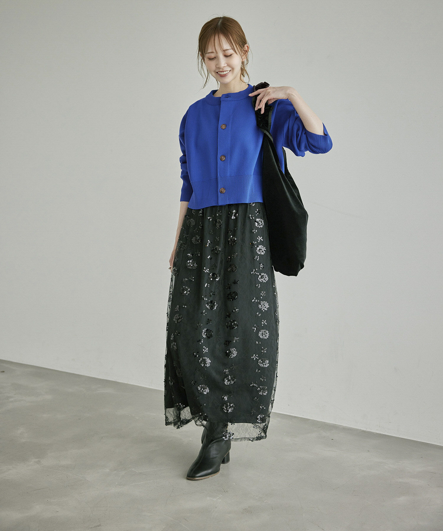 Rope&rsquo;Picnic「編み切り替えニットカーディガン」|カーディガン|