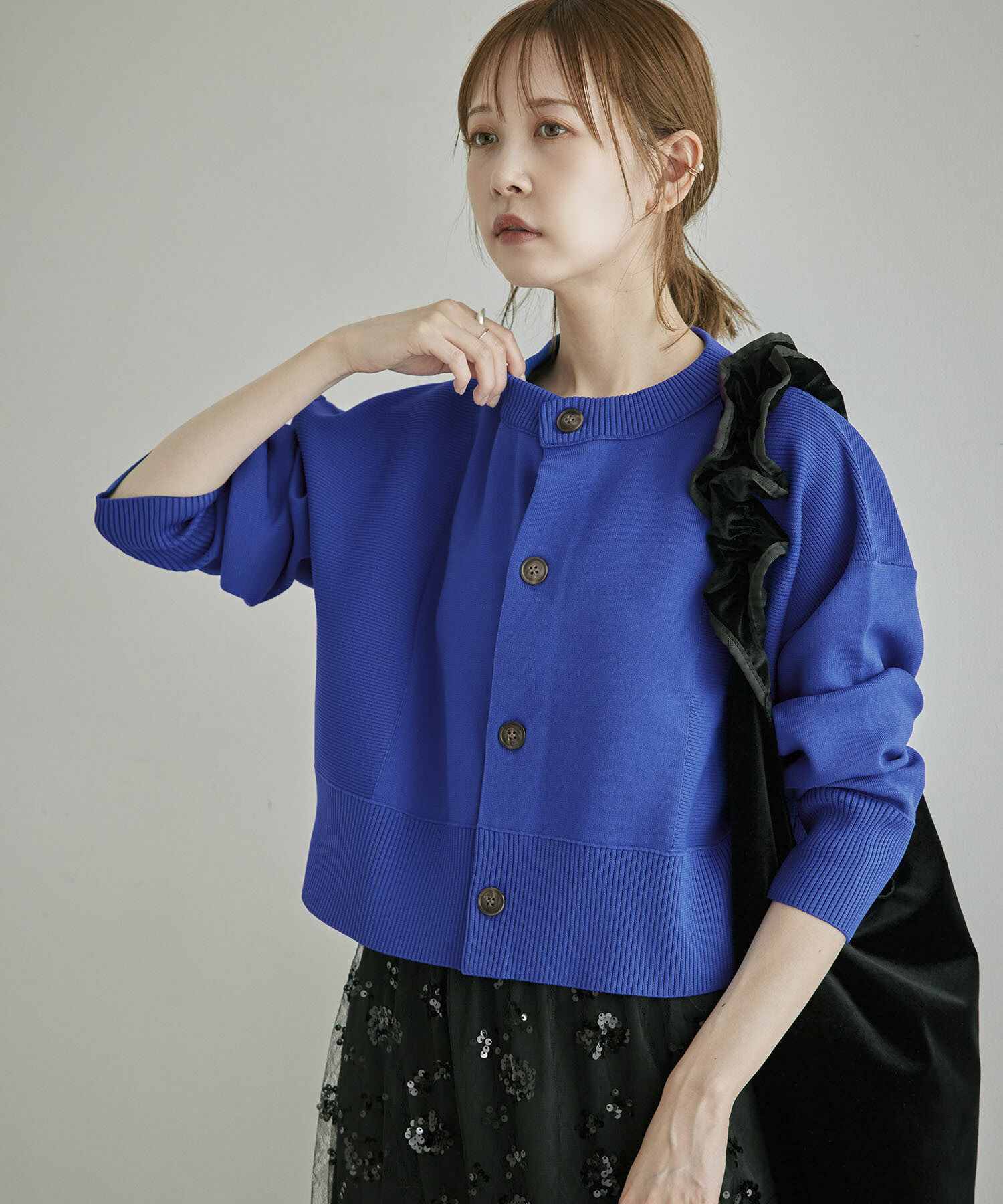 Rope&rsquo;Picnic「編み切り替えニットカーディガン」|カーディガン|