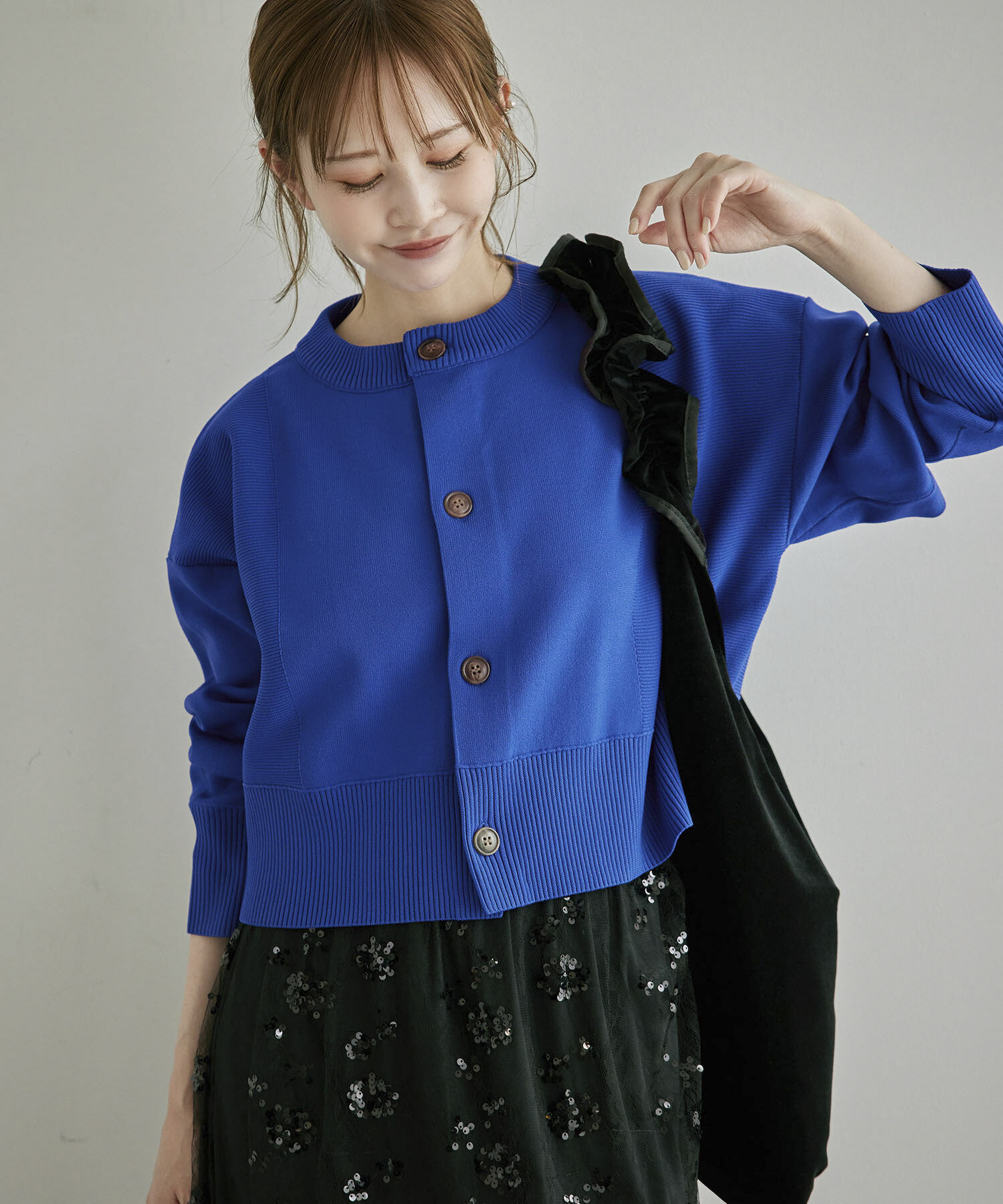 Rope&rsquo;Picnic「編み切り替えニットカーディガン」|カーディガン|