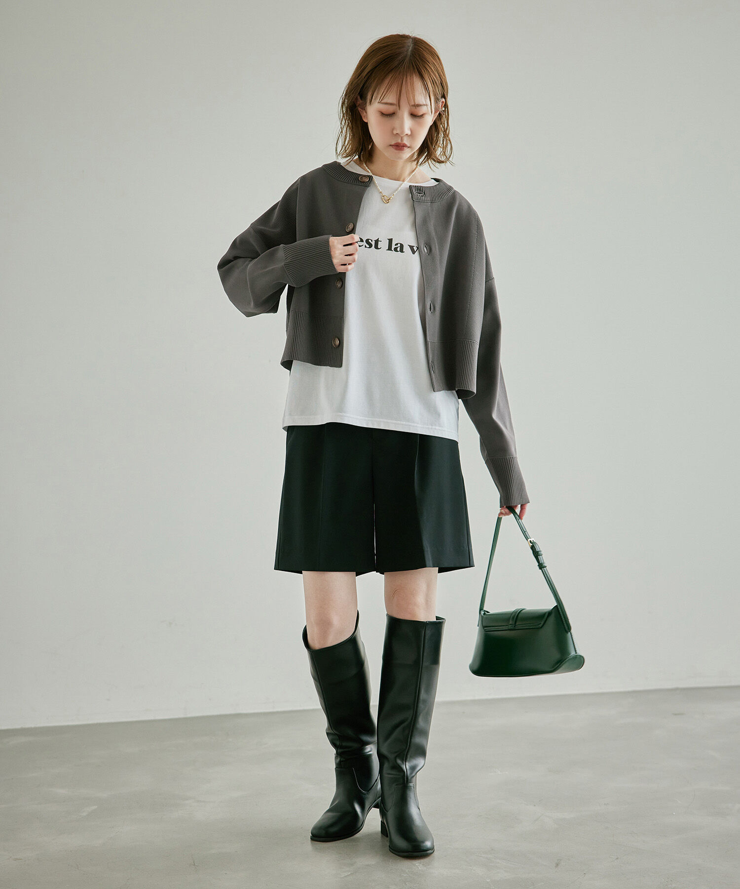 Rope&rsquo;Picnic「編み切り替えニットカーディガン」|カーディガン|