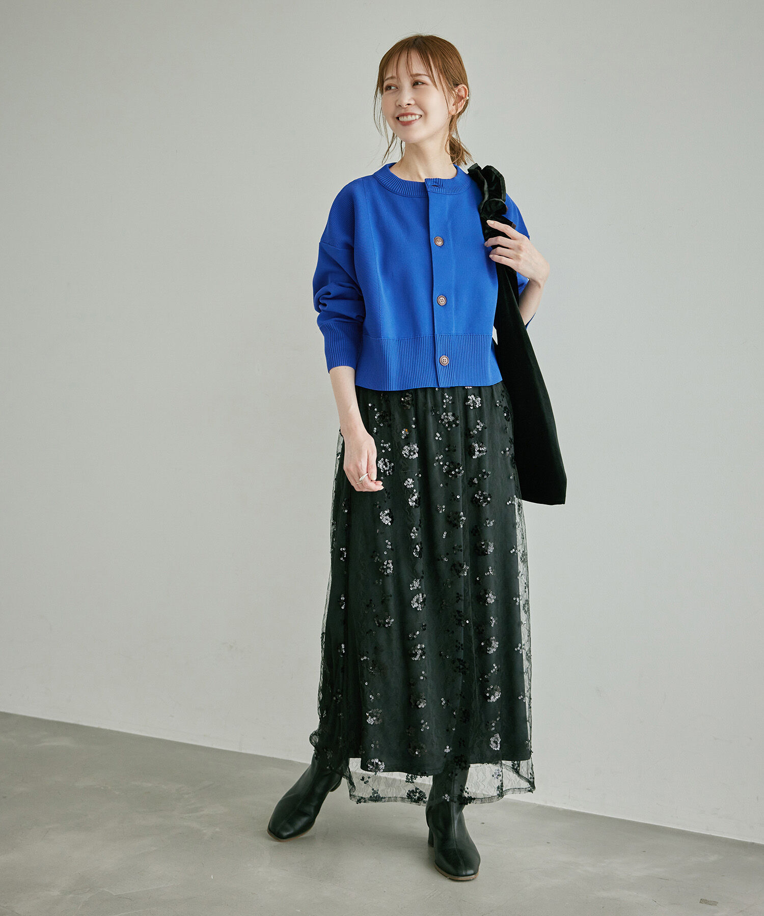 Rope&rsquo;Picnic「編み切り替えニットカーディガン」|カーディガン|