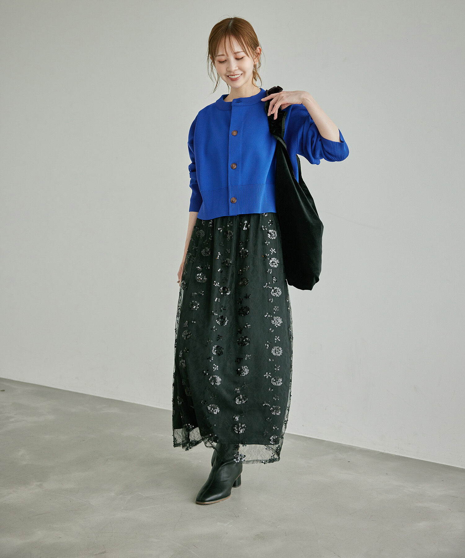 Rope&rsquo;Picnic「編み切り替えニットカーディガン」|カーディガン|