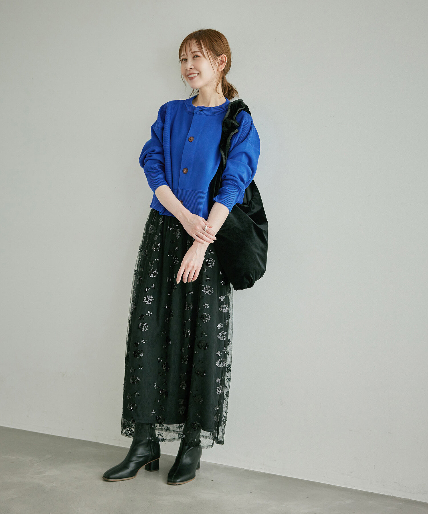 Rope&rsquo;Picnic「編み切り替えニットカーディガン」|カーディガン|