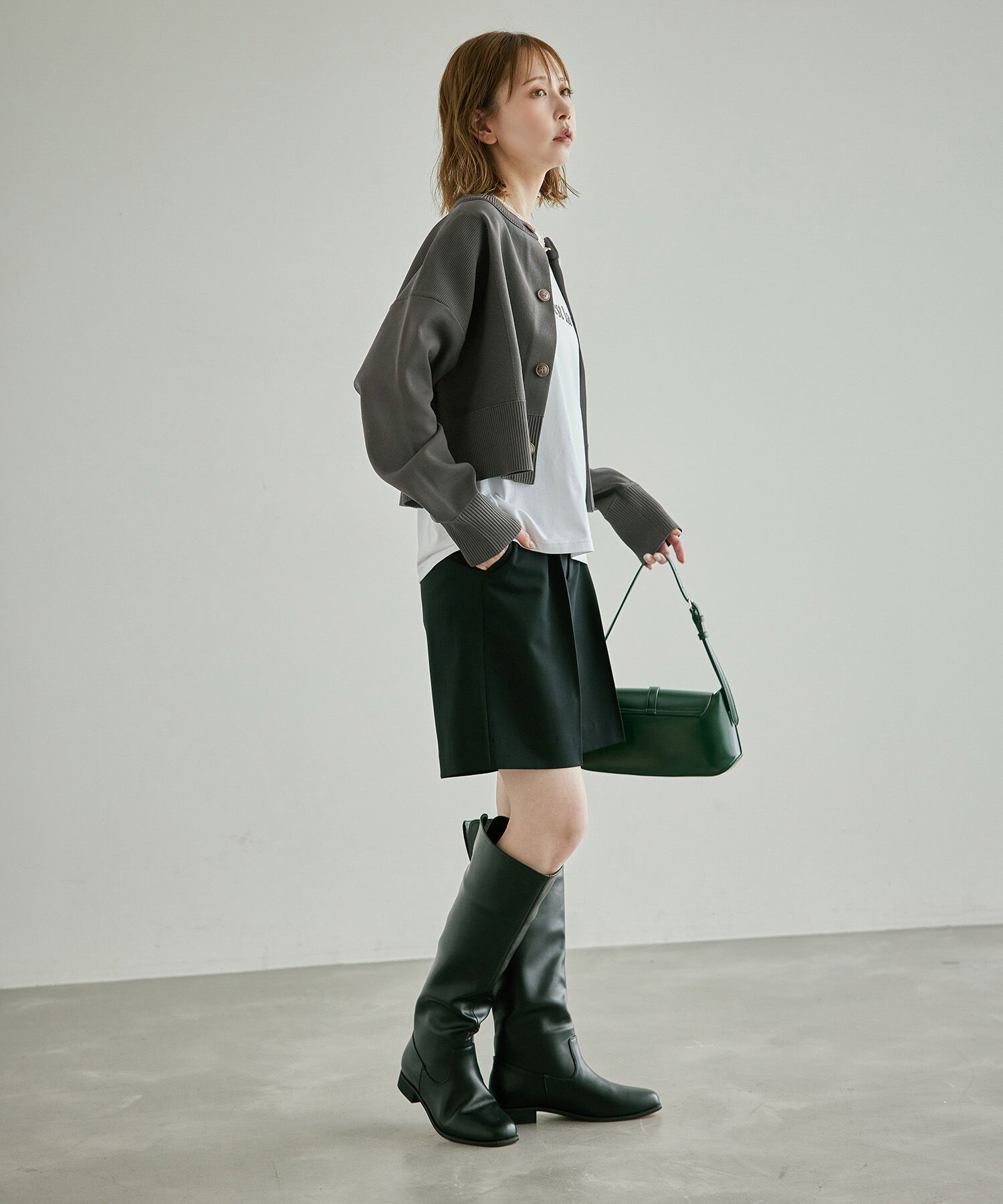 Rope&rsquo;Picnic「編み切り替えニットカーディガン」|カーディガン|