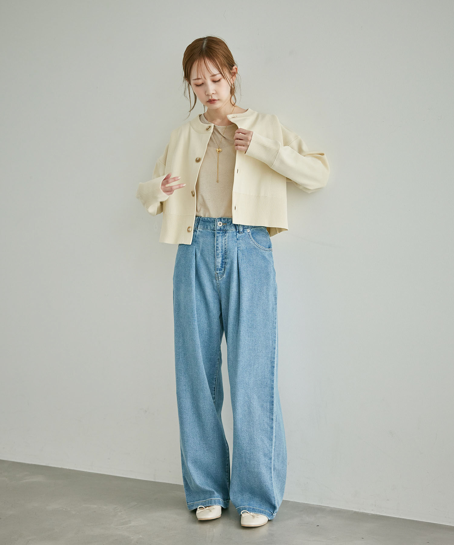 Rope&rsquo;Picnic「編み切り替えニットカーディガン」|カーディガン|