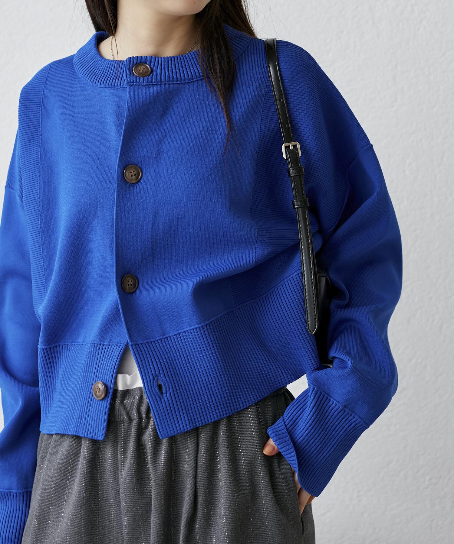 Rope&rsquo;Picnic「編み切り替えニットカーディガン」|カーディガン|ブルー(44)