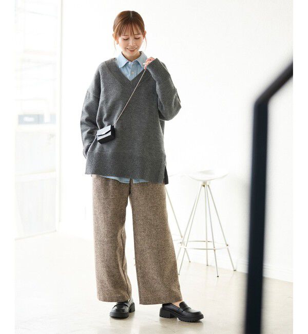 Rope&rsquo;Picnic「【3サイズ展開】きれいめイージーワイドパンツ」|チノ|