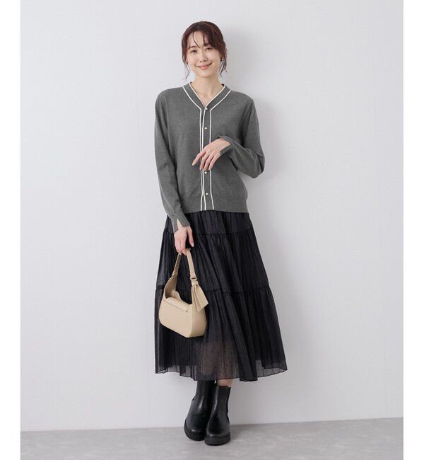 Rope&rsquo;Picnic「ライン入りニットカーディガン/保温」|カーディガン|