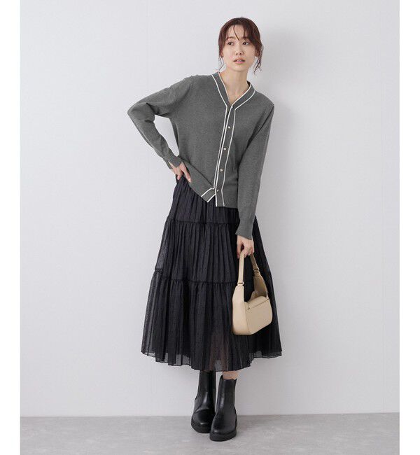 Rope&rsquo;Picnic「ライン入りニットカーディガン/保温」|カーディガン|