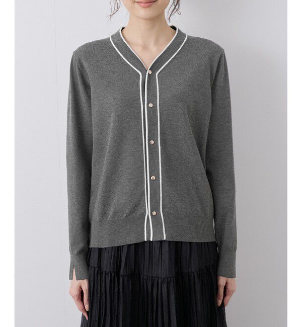 Rope&rsquo;Picnic「ライン入りニットカーディガン/保温」|カーディガン|