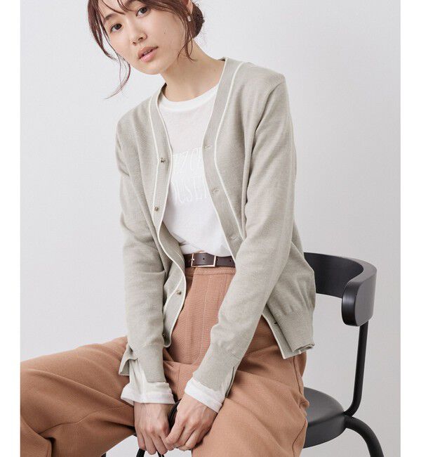 Rope&rsquo;Picnic「ライン入りニットカーディガン/保温」|カーディガン|