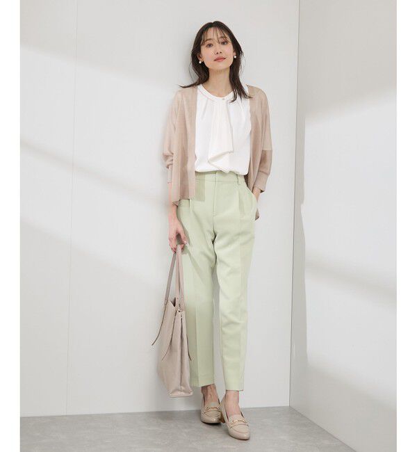 Rope&rsquo;Picnic「【WEB限定サイズ】配色ボウタイ風ハーフスリーブブラウス/通勤対応」|シャツ・ブラウス|