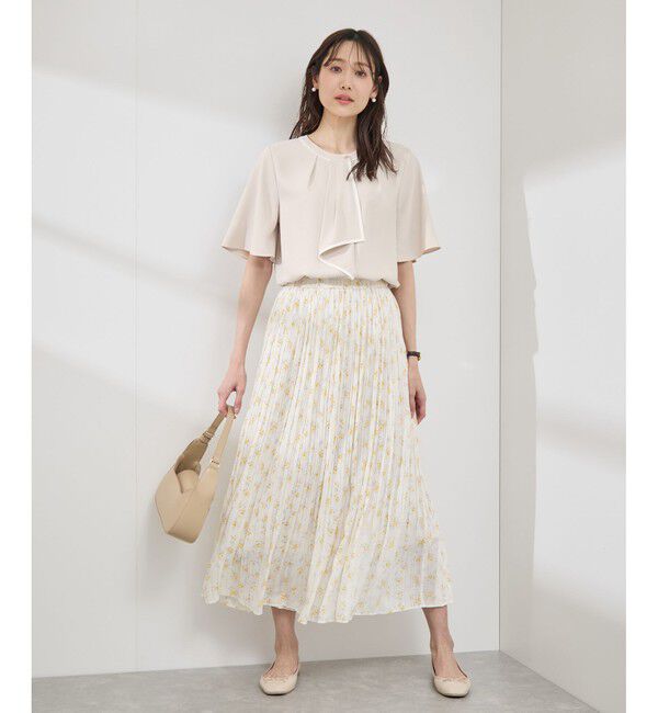 Rope&rsquo;Picnic「【WEB限定サイズ】配色ボウタイ風ハーフスリーブブラウス/通勤対応」|シャツ・ブラウス|