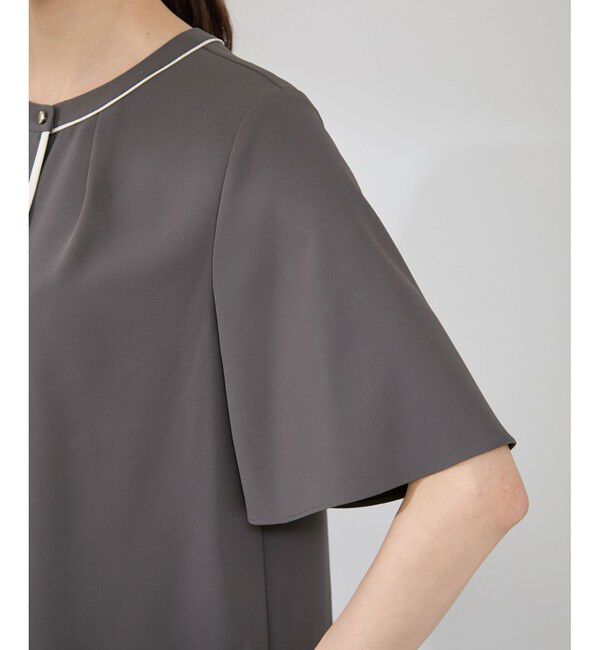 Rope&rsquo;Picnic「【WEB限定サイズ】配色ボウタイ風ハーフスリーブブラウス/通勤対応」|シャツ・ブラウス|