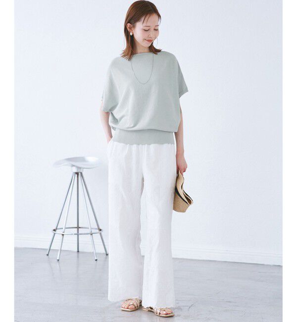 Rope&rsquo;Picnic「【UVカット・吸水速乾・遮熱】Comfort Seriesコンフォートシリーズ/二の腕が隠れるニット」|ニット・セーター|