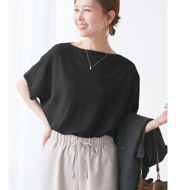 Rope&rsquo;Picnic「【UVカット・吸水速乾・遮熱】Comfort Seriesコンフォートシリーズ/二の腕が隠れるニット」|ニット・セーター|