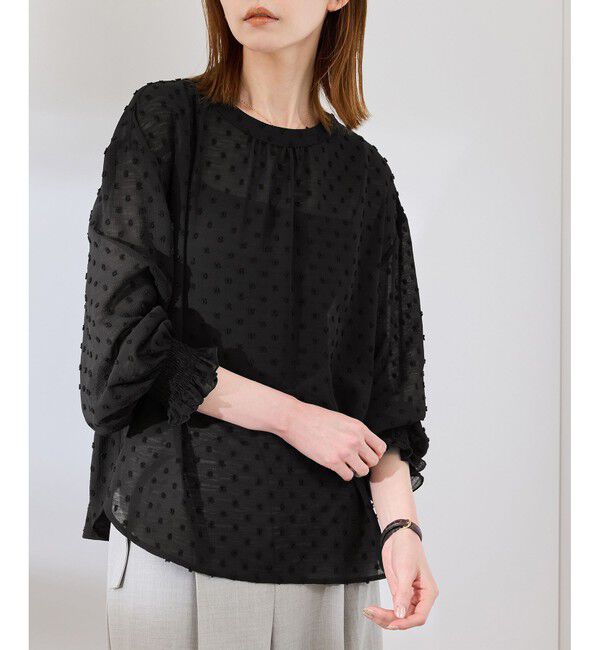 Rope&rsquo;Picnic「袖コンシャスドットシアーブラウス」|シャツ・ブラウス|
