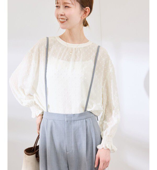 Rope&rsquo;Picnic「袖コンシャスドットシアーブラウス」|シャツ・ブラウス|