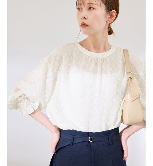 Rope&rsquo;Picnic「袖コンシャスドットシアーブラウス」|シャツ・ブラウス|