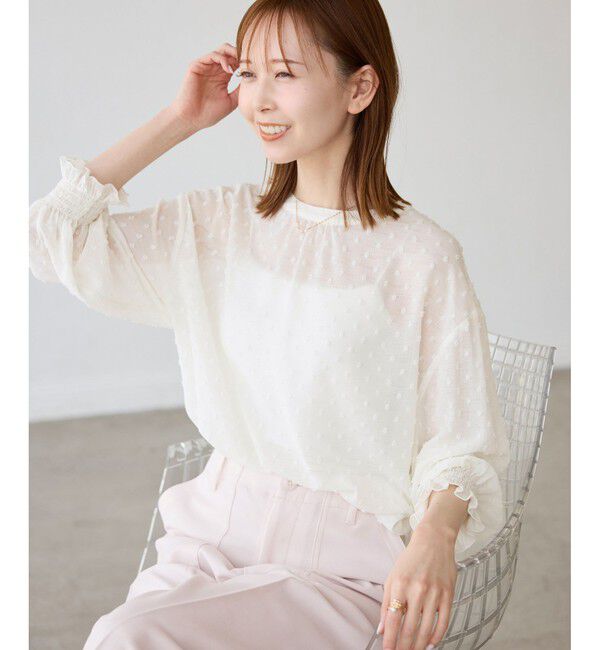 Rope&rsquo;Picnic「袖コンシャスドットシアーブラウス」|シャツ・ブラウス|