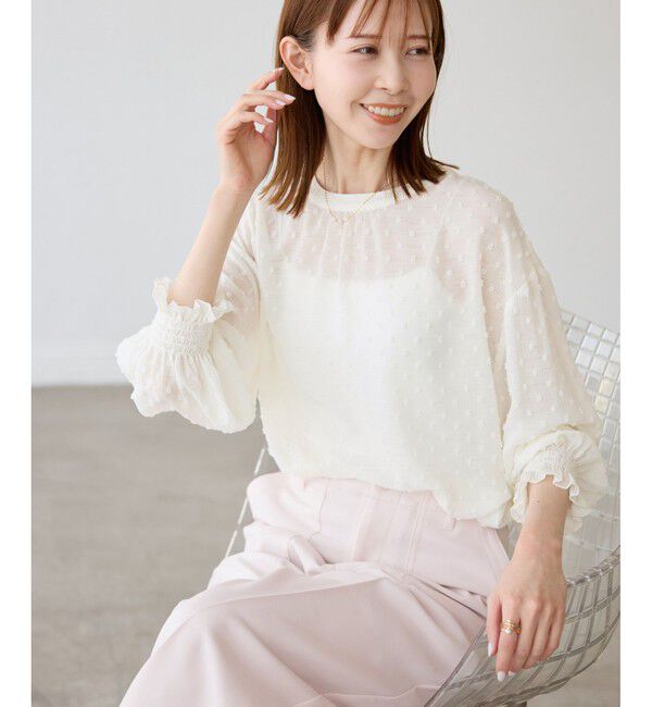 Rope&rsquo;Picnic「袖コンシャスドットシアーブラウス」|シャツ・ブラウス|