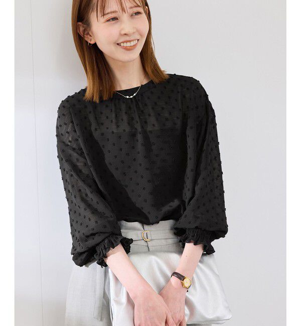 Rope&rsquo;Picnic「袖コンシャスドットシアーブラウス」|シャツ・ブラウス|