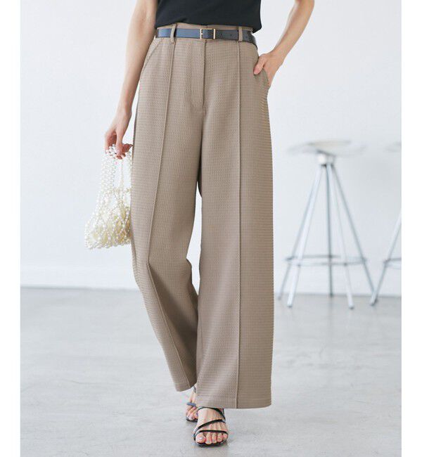 Rope&rsquo;Picnic「【emur/エミュール】ワッフルきれいめワイドパンツ」|チノ|
