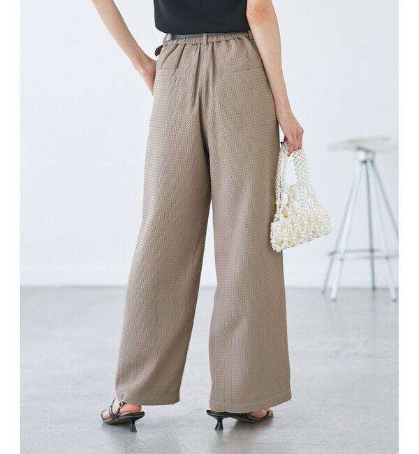 Rope&rsquo;Picnic「【emur/エミュール】ワッフルきれいめワイドパンツ」|チノ|