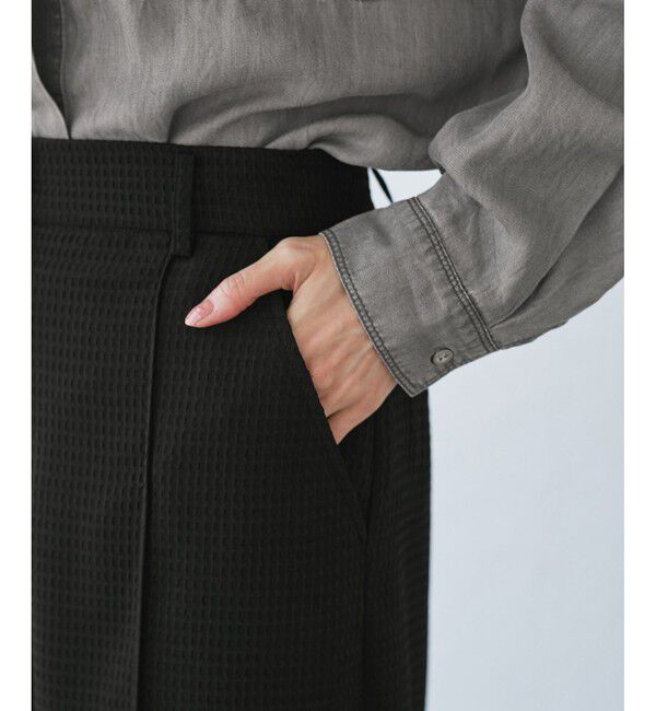 Rope&rsquo;Picnic「【emur/エミュール】ワッフルきれいめワイドパンツ」|チノ|