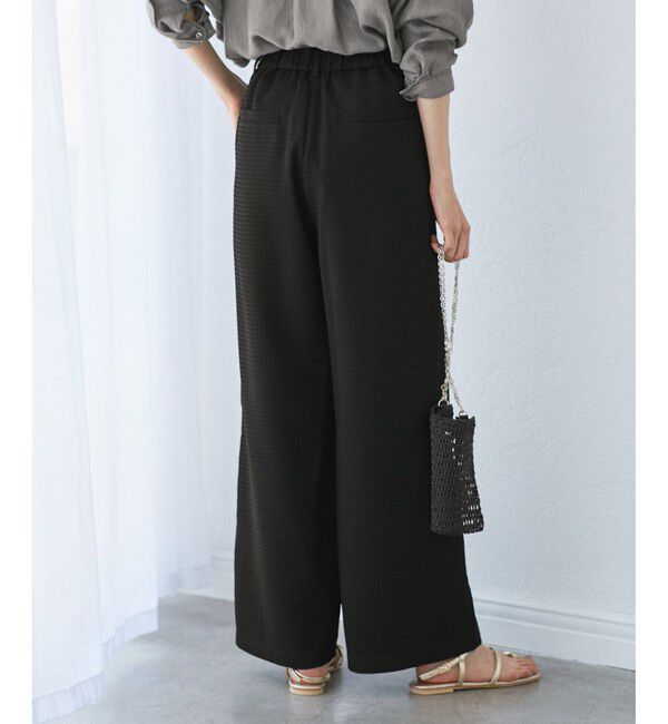 Rope&rsquo;Picnic「【emur/エミュール】ワッフルきれいめワイドパンツ」|チノ|