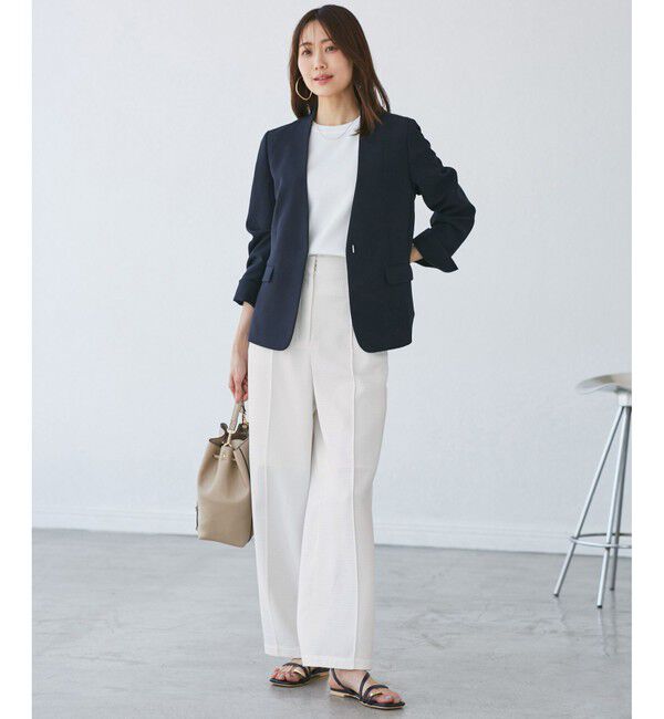 Rope&rsquo;Picnic「【emur/エミュール】ワッフルきれいめワイドパンツ」|チノ|