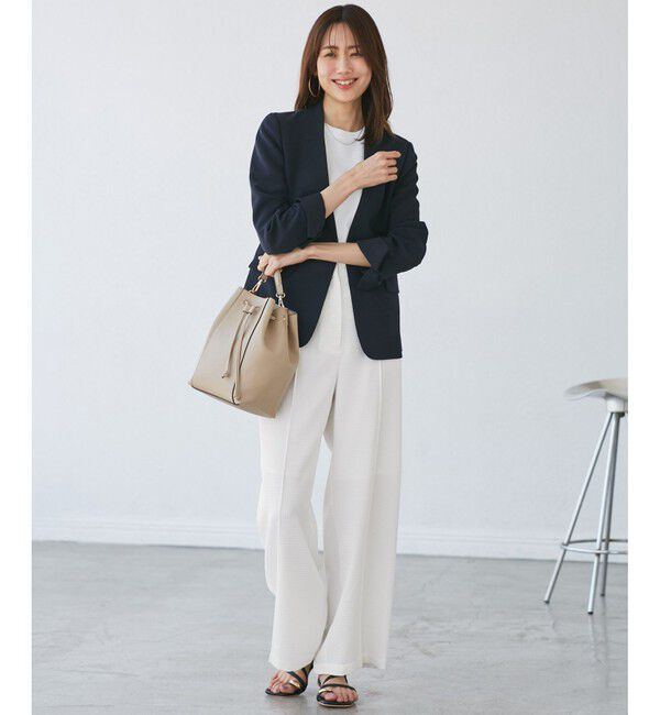 Rope&rsquo;Picnic「【emur/エミュール】ワッフルきれいめワイドパンツ」|チノ|