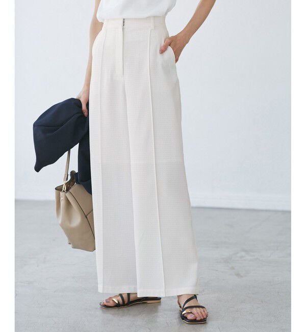 Rope&rsquo;Picnic「【emur/エミュール】ワッフルきれいめワイドパンツ」|チノ|