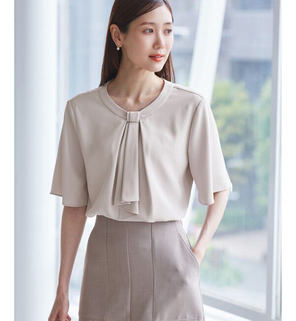 Rope&rsquo;Picnic「メタルパーツフロントフリルタイブラウス/通勤対応」|シャツ・ブラウス|