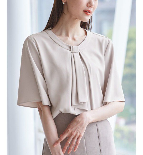 Rope&rsquo;Picnic「メタルパーツフロントフリルタイブラウス/通勤対応」|シャツ・ブラウス|