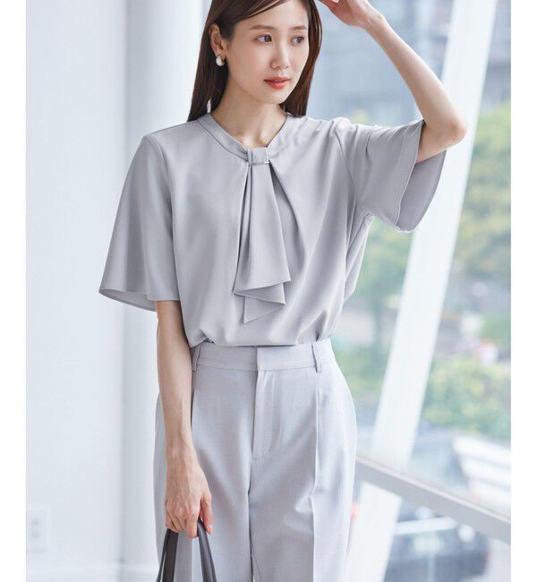 Rope&rsquo;Picnic「メタルパーツフロントフリルタイブラウス/通勤対応」|シャツ・ブラウス|